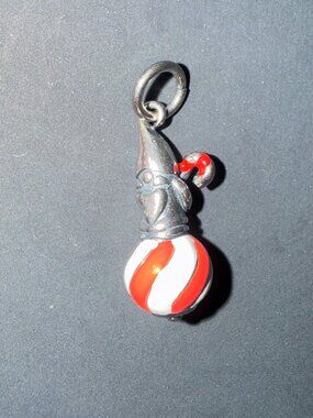 James Avery RETIRED Enamel Christmas Gnome Glass Finial Charm Sterling Silver